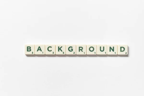 Background Word Formed Scrabble Tiles White Backdrop Creative Simple Web —  Fotos de Stock