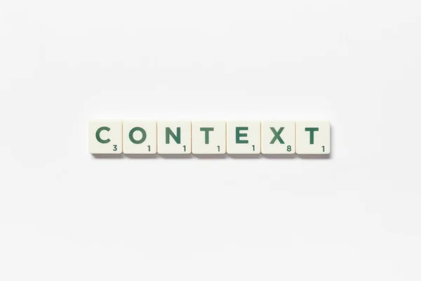 Context Word Formed Scrabble Tiles White Background Simple Creative Backdrop — Stockfoto