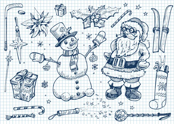 Set de Doodle de Navidad — Vector de stock