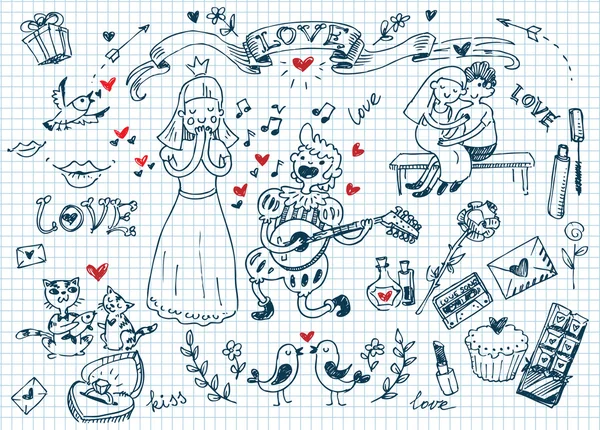 Bli min valentine doodles set — Stock vektor