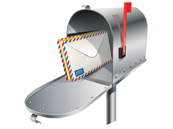 Metalen postbox met enveloppen — Stockvector