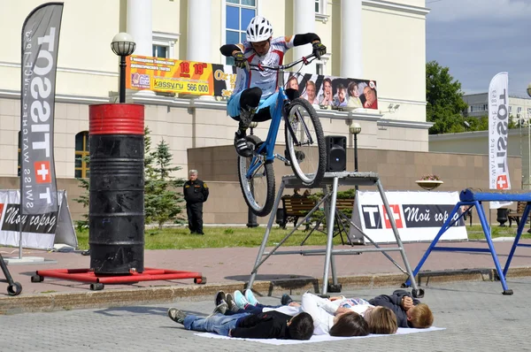 Michail sukhanov, šampion Ruska na zkušební cyklus — Stock fotografie