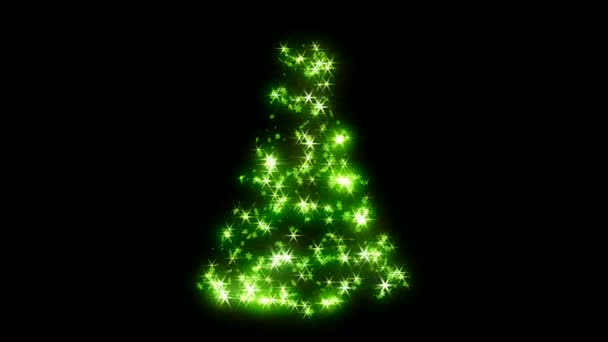 Loopable Rotating green sparkles shape of Christmas tree — Stock Video