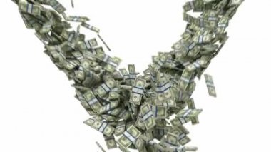 y-bize yavaş hareket ile dolar paketler akış şeklinde. para ve zenginlik