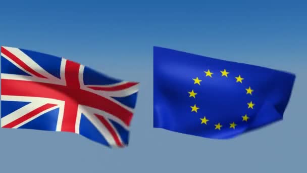 Loopable Reino Unido e União Europeia Bandeiras. Canal Alpha está incluído — Vídeo de Stock