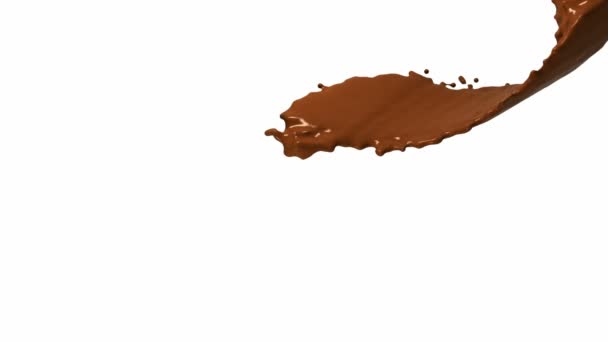 Turbilhão de chocolate quente com câmera lenta sobre branco — Vídeo de Stock