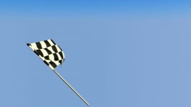 bitirmek - mavi gökyüzü üzerinde sallanan loopable damalı bayrağı