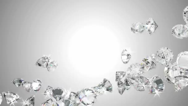 Large diamonds flow with slow motion — Stock Video