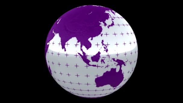 Безшовна петля Обертається Планета Земля CG анімація. Альфа-канал включено — стокове відео