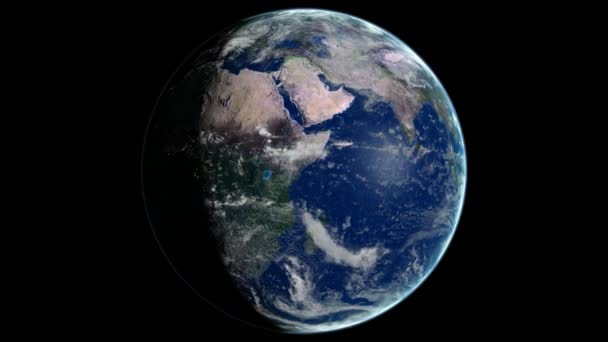 Loopable Planet Earth Rotating CG animation (en inglés). Canal alfa está incluido — Vídeo de stock