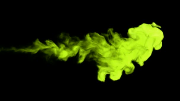 Pulvérisation de fumée verte laitue sur noir — Video