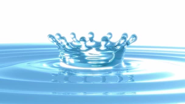 Loopable Rotating splash crown on rippled blue liquid or water surface — Stock Video