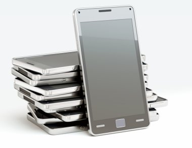 dokunmatik ekranlı cep telefonları yığını