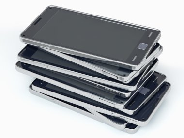 akıllı telefonlar üzerinde beyaz yığını