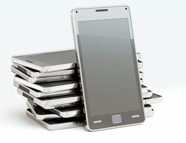 Stack of cellphones with touch screens — Stock Photo, Image