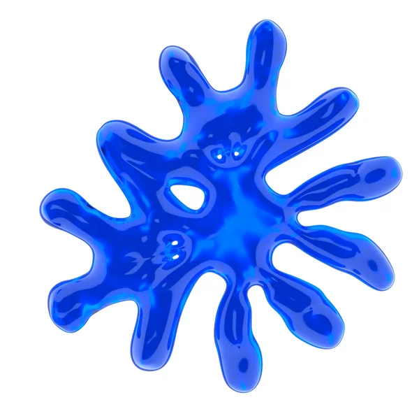 Spatten van blauwe vloeistof of gel geïsoleerd — Stockfoto