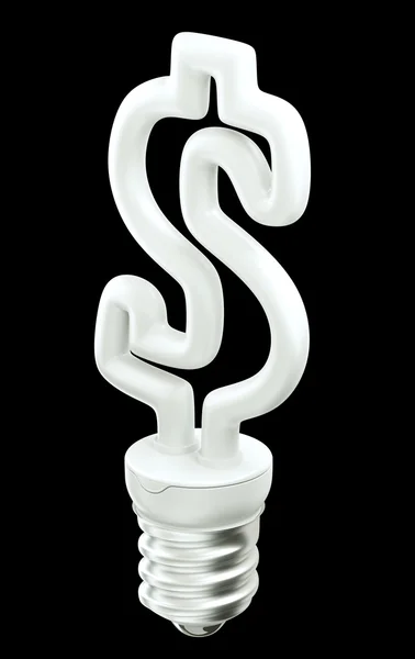 Pieniędzy idei: Dolar ccurrency symbol żarówki — Zdjęcie stockowe
