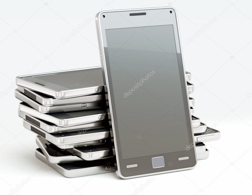 Stack of cellphones with touch screens