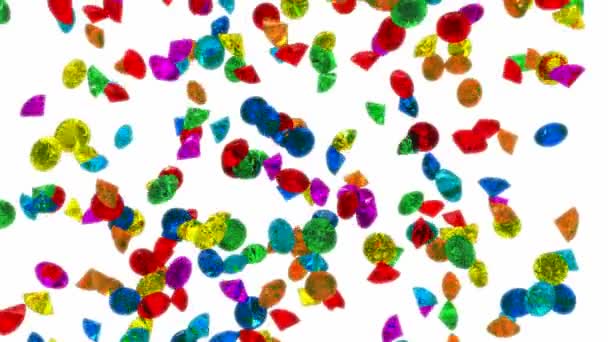 Loopable Colorful diamonds rain or scattering shower — Stock Video