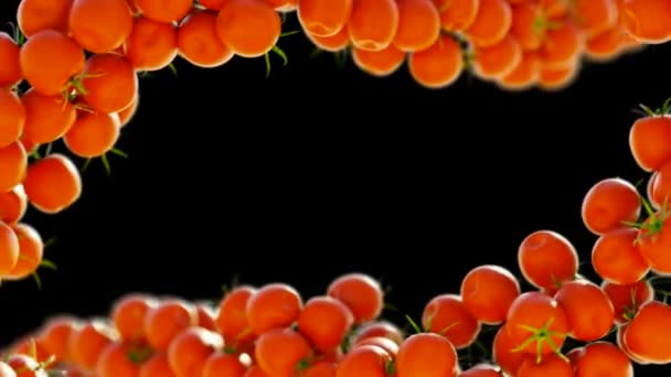 Dwóch przepływów pomidor cherry z zwolnionym tempie — Wideo stockowe