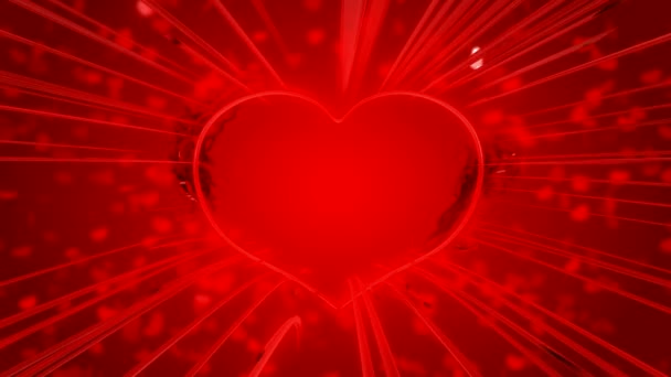 San Valentino rosso a forma di cuore e scintille — Video Stock