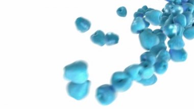 Blue biohazard and radioactive Apples flow with slow motion