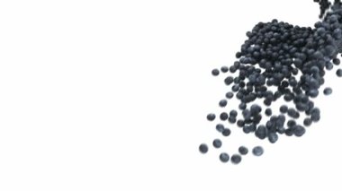 Blueberry flow with slow motion over white