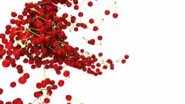 yavaş hareket üzerinde beyaz ile kırmızı kiraz akış