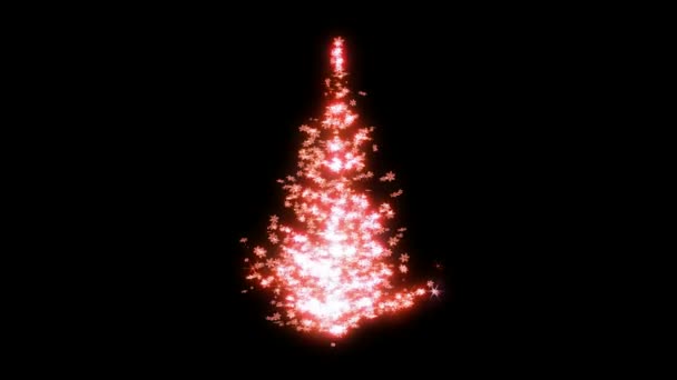 Loopbare roterende roze sneeuwvlok sparkles vorm van kerstboom — Stockvideo