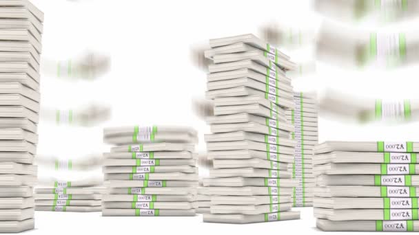 20 Yuan paquetes de pilas cayendo. Riqueza y dinero — Vídeo de stock