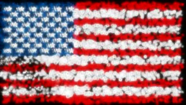 Lückenhaftes Glitzern und Funkeln der US-Flagge — Stockvideo