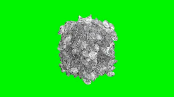 钻石的圆球爆炸或散点图在绿屏 — 图库视频影像