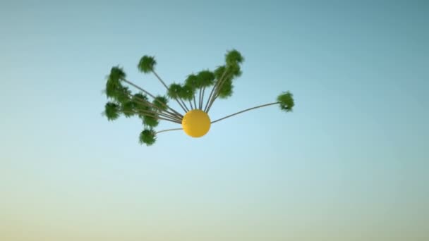 休暇: ヤシの木と無人惑星サヴァイヴ島ラウンジ — ストック動画