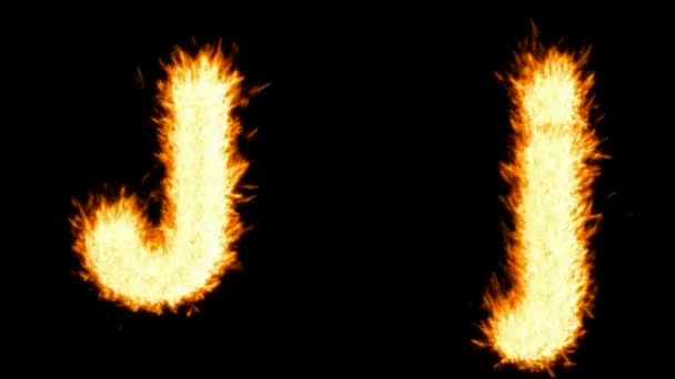 Loopable 燃烧 j 字符，资本和小. — 图库视频影像