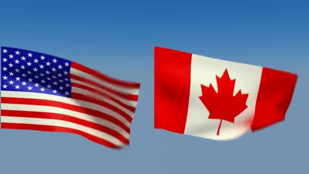 Loopable USA and Canada Flags — Stock Video