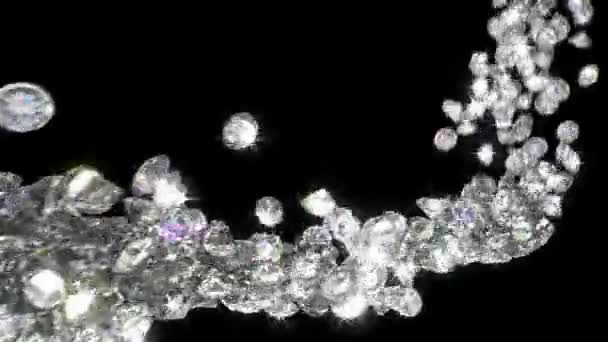 Loopbare diamanten of edelstenen stroom met een slow-motion. — Stockvideo