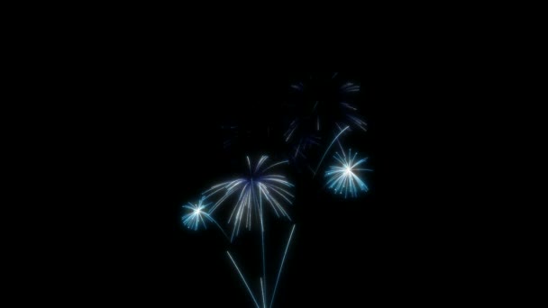 Loopable Blue Fireworks over black. — Stock Video