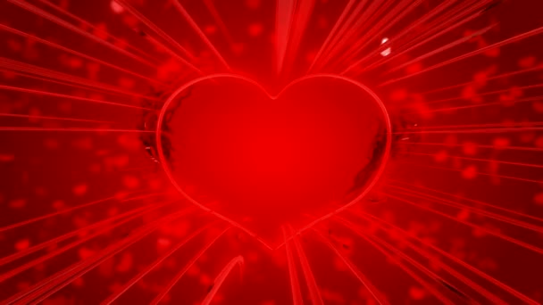 Día de San Valentín rojo forma de corazón y brilla — Vídeos de Stock