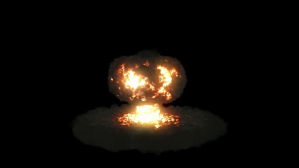 Explosão com nuvem de cogumelos e câmera lenta . — Vídeo de Stock