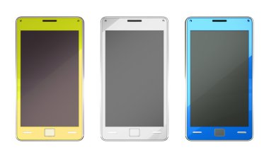 Sarı Mavi ve beyaz renkler akıllı telefonlar