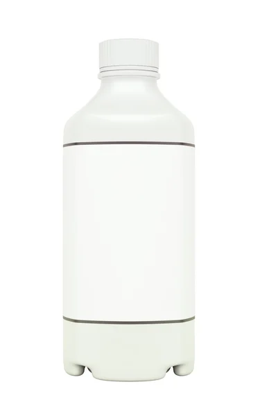 Garrafa de plástico branco para fluido ou drogas isoladas — Fotografia de Stock