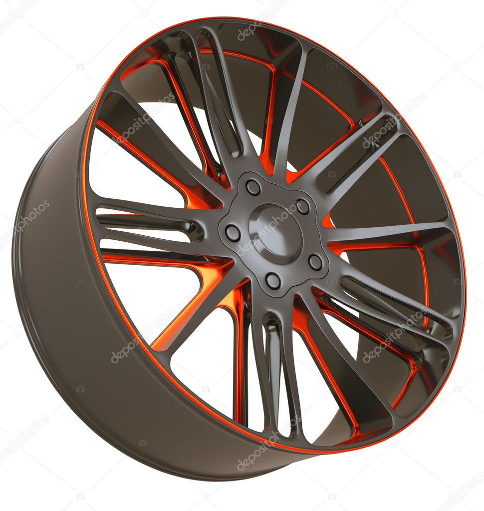 Front side view of Alloy wheel isolated