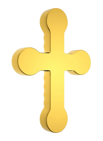 Jewelery and religion: golden cross isolated — Stock Photo, Image