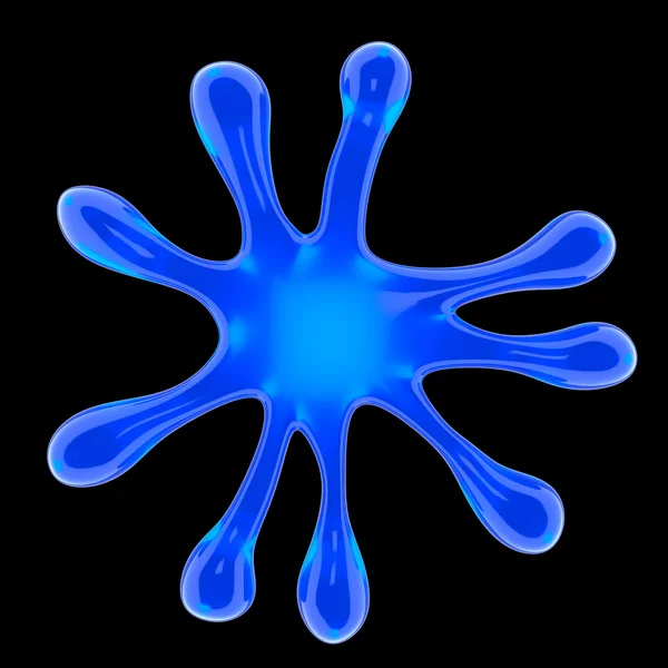 Blue microbe or fluid splash on black — Stock Photo, Image