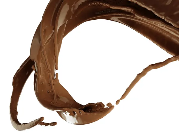 Gorąca czekolada lub kakao splash na biały — Zdjęcie stockowe