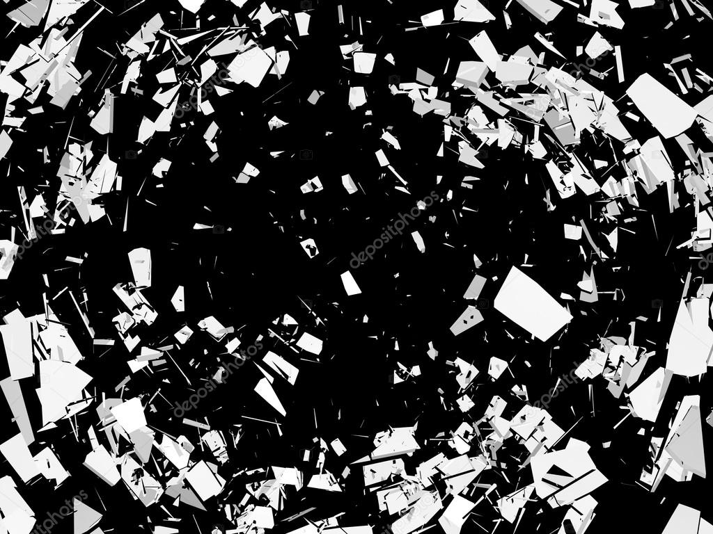 Accident: Pieces of broken glass over black