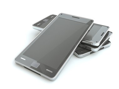 yığın üzerinde beyaz dokunmatik ekranlı akıllı telefonlar