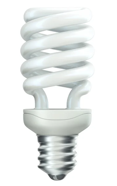 Energy efficiency: spiral light bulb over white — Stock Photo, Image