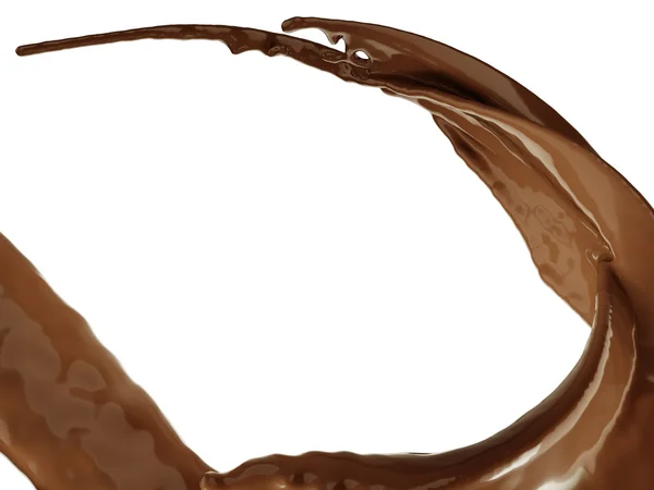 Fluxo de chocolate quente ou respingo isolado no branco — Fotografia de Stock