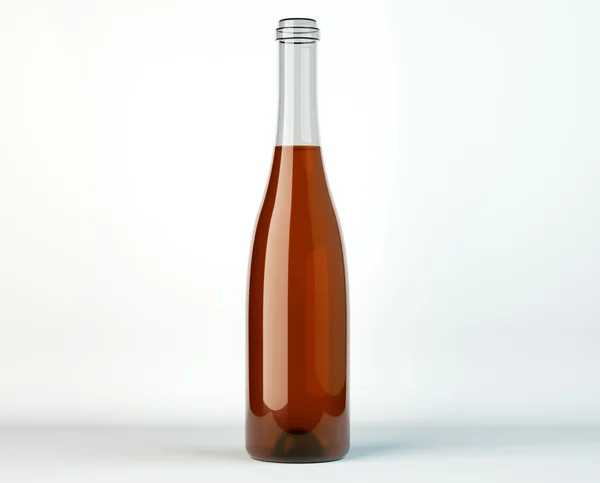 Ontkurkt fles van witte wijn op wit — Stockfoto